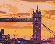 Zuty Londýnsky Tower Bridge pri západe slnka, 80x100cm bez rámu a bez napnutia plátna - cena, porovnanie