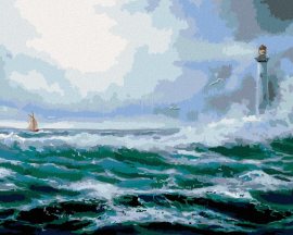 Zuty Maják v oceáne, 80x100cm bez rámu a bez napnutia plátna