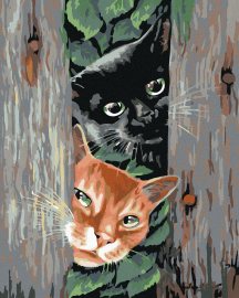 Zuty Maľovanie podľa čísel Číhajúce mačky, 80x100cm bez rámu a bez napnutia plátna