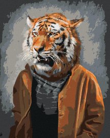 Zuty Maľovanie podľa čísel Tiger v oblečení, 80x100cm bez rámu a bez napnutia plátna