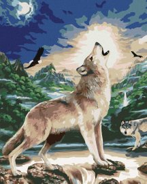 Zuty Maľovanie podľa čísel Vyjúci vlk (Howard Robinson), 80x100cm bez rámu a bez napnutia plátna