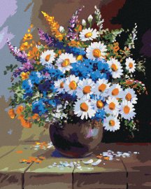 Zuty Maľovanie podľa čísel Zátišie váza a kvety, 80x100cm bez rámu a bez napnutia plátna