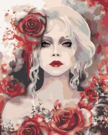 Zuty Maľovanie podľa čísel Žena s červenými ružami, 80x100cm bez rámu a bez napnutia plátna