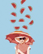 Zuty Maľovanie podľa čísel Žena s dáždnikom a padajúce melóny, 80x100cm bez rámu a bez napnutia plátna - cena, porovnanie