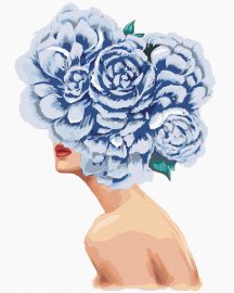 Zuty Maľovanie podľa čísel Žena s modrými kvetmi na hlave, 80x100cm napnuté plátno na rám
