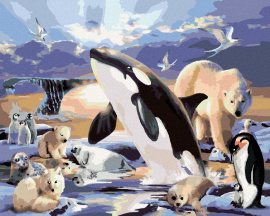 Zuty Maľovanie podľa čísel Zvieratá v polárnom kráľovstve (Howard Robinson), 80x100cm bez rámu a bez napnutia plátna
