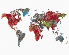 Zuty Mapa sveta, 80x100cm bez rámu a bez napnutia plátna