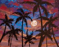 Zuty Mesiac medzi palmami, 80x100cm plátno napnuté na rám - cena, porovnanie