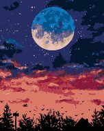 Zuty Mesiac nad nočným mestom, 80x100cm plátno napnuté na rám - cena, porovnanie