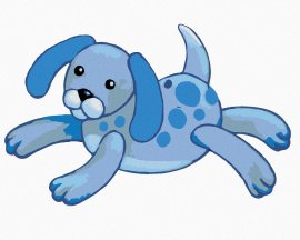 Zuty Modré plyšové šteňa (Sue Ellen Brown), 80x100cm bez rámu a bez napnutia plátna