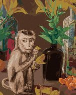 Zuty Opica hrajúca sa s lístkami, 80x100cm bez rámu a bez napnutia plátna - cena, porovnanie