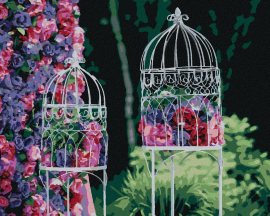 Zuty Ozdobné vtáčie klietky na svadbe, 80x100cm plátno napnuté na rám
