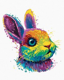 Zuty Pop-art portrét králika, 80x100cm bez rámu a bez napnutia plátna