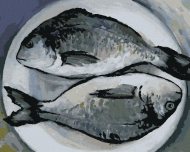 Zuty Ryby na tanieri, 80x100cm plátno napnuté na rám - cena, porovnanie
