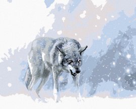 Zuty Sivý vlk v zimnej krajine, 80x100cm bez rámu a bez napnutia plátna