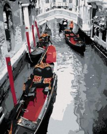 Zuty Čiernobiele Benátky, 40x50cm vypnuté plátno na rám