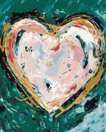 Zuty Farebné srdce na zelenom pozadí (Haley Bush), 40x50cm vypnuté plátno na rám - cena, porovnanie