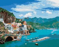 Zuty Krajina na pobreží Amalfi v Taliansku, 40x50cm plátno napnuté na rám - cena, porovnanie