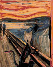 Zuty Maľovanie podľa čísel Výkrik kocúraxinšpirácia E. Munch, 40x50cm bez rámu a bez napnutia plátna