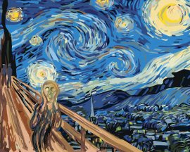Zuty Maľovanie podľa čísel Výkrik na hviezdnu nocxinšpirácia van Goghom, 40x50cm bez rámu a bez napnutia plátna