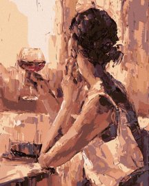 Zuty Maľovanie podľa čísel Žena s pohárom vína, 40x50cm bez rámu a bez napnutia plátna