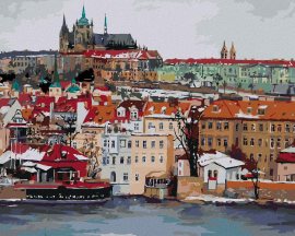 Zuty Maľovanie podľa čísel Zimný Pražský hrad, 40x50cm napnuté plátno na rám