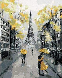 Zuty Maľovanie podľa čísel Žltý Paríž, 40x50cm bez rámu a bez napnutia plátna