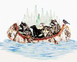 Zuty Maľovanie podľa čísel Zvieratá na loďke (Holly Simental), 40x50cm bez rámu a bez napnutia plátna