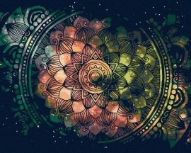 Zuty Vesmírna mandala, 40x50cm napnuté plátno na ráme