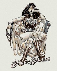 Zuty Wonder Woman čiernobiely plagát, 40x50cm vypnuté plátno na rám