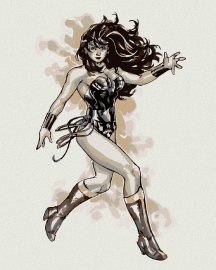 Zuty Wonder Woman čierno-biely plagát III, 40x50cm plátno napnuté na rám