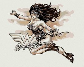 Zuty Wonder Woman čierno-biely plagát iv, 40x50cm plátno napnuté na rám