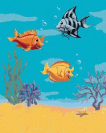 Zuty Tri smejúce sa rybičky (Sue Ellen Brown), 80x100cm bez rámu a bez napnutia plátna