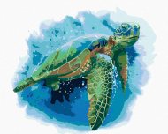 Zuty Veľká morská korytnačka na modrom pozadí, 80x100cm bez rámu a bez napnutia plátna - cena, porovnanie
