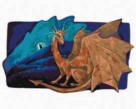 Zuty Veľký mesačný drak spolu so zlatým drakom, 80x100cm bez rámu a bez napnutia plátna