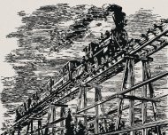 Zuty Vlak na starom drevenom moste, 80x100cm plátno napnuté na rám - cena, porovnanie
