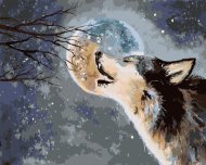 Zuty Vlk vyjúci na mesiac, 80x100cm plátno napnuté na rám - cena, porovnanie