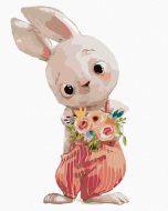 Zuty Zajac s kvetinkami, 80x100cm bez rámu a bez napnutia plátna - cena, porovnanie