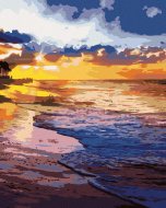 Zuty Západ slnka na brehu pláže, 80x100cm plátno napnuté na rám - cena, porovnanie
