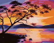 Zuty Západ slnka na jazere, 80x100cm plátno napnuté na rám - cena, porovnanie