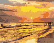 Zuty Západ slnka na pláži, 80x100cm plátno napnuté na rám - cena, porovnanie
