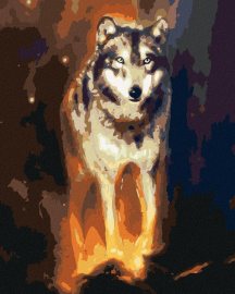 Zuty Žiariaci vlk vo vesmíre, 80x100cm bez rámu a bez napnutia plátna