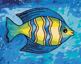 Zuty Žlto-modrá rybka, 80x100cm bez rámu a bez napnutia plátna