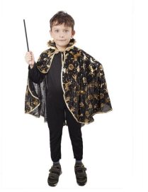 Rappa Karnevalový kostým plášť čarodejnícký čierny, detský