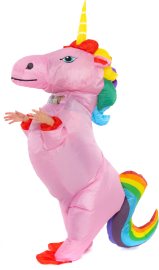 Chiroo Nafukovací kostým pre deti Pink Unicorn with rainbow tail