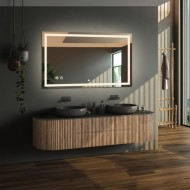 Alfaram.sk Kúpeľňové obdĺžnikové zrkadlo s digitálnymi hodinami a vypínačom - EMI LED PREMIUM - cena, porovnanie