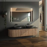 Alfaram.sk Kúpeľňové obdĺžnikové zrkadlo s meteostanicou a vypínačom - FLAWIA LED PREMIUM - cena, porovnanie