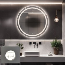 Alfaram.sk Kúpeľňové okrúhle zrkadlo s antiparnou podložkou- MAIA LED PREMIUM