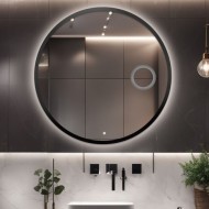 Alfaram.sk Kúpeľňové okrúhle zrkadlo v rámiku s priblížením v zrkadle a vypínačom - OTTO LED PREMIUM - cena, porovnanie