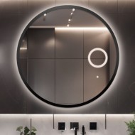 Alfaram.sk Kúpeľňové okrúhle zrkadlo v rámiku s priblížením v zrkadle LED - OTTO LED PREMIUM - cena, porovnanie